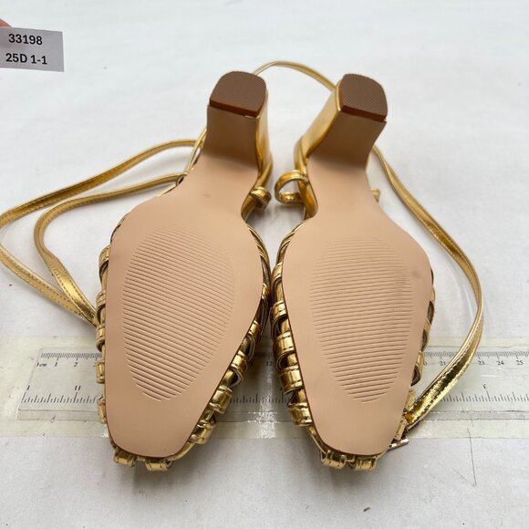 Elegant Gold Strappy Women's Heels - Picture 7 of 8